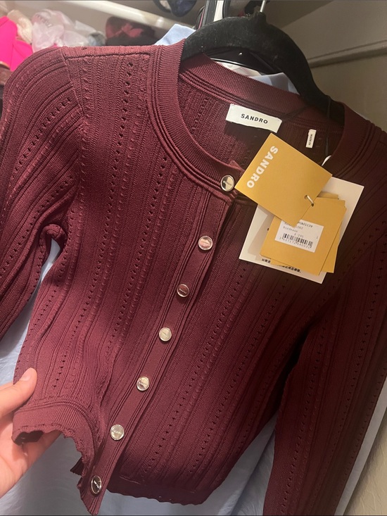 Sandro Sweaters - Sandro Holiday Cropped Bordeaux Cardigan - Size Small - Brand New with tags